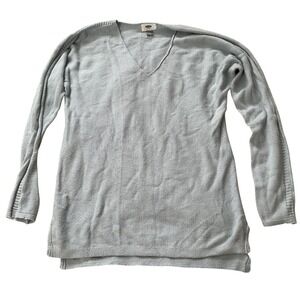 Old Navy Womens V-Neck Tunic Sweater Light Blue Knit Long Sleeve Size M